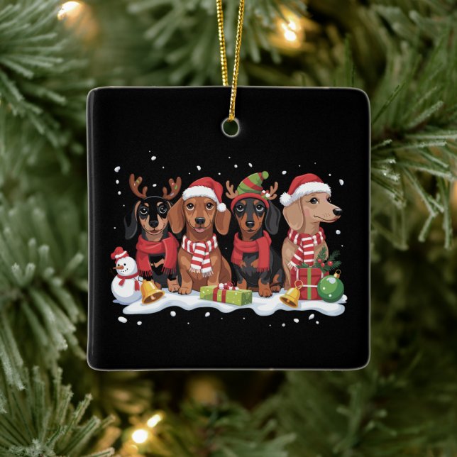 Weihnachtshunde Dackel Lover Hund Mama Keramikornament (Baum)