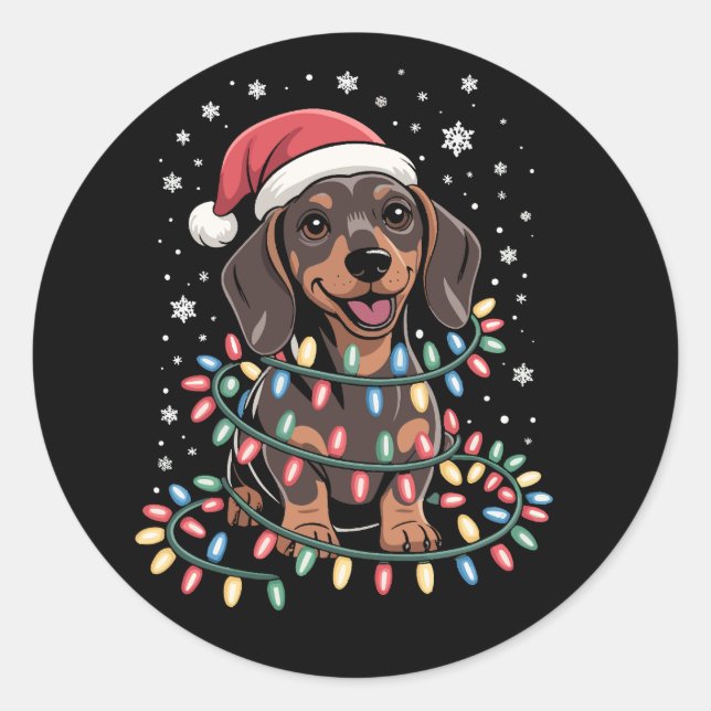 Weihnachtshunde Dackel Weihnachten Weihnachten Dac Runder Aufkleber (Vorderseite)