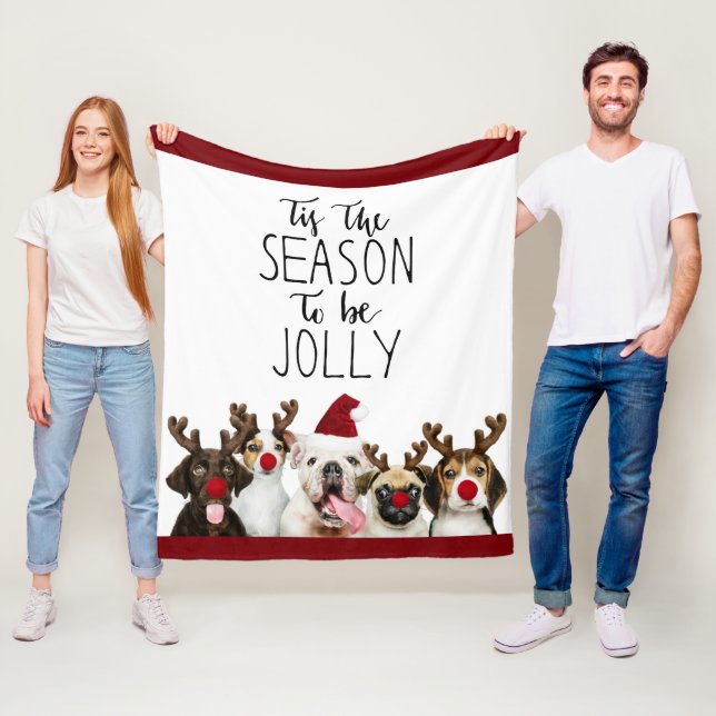 Weihnachtshunde - das ist die Jahreszeit zum Jolly Fleecedecke (Beispiel)