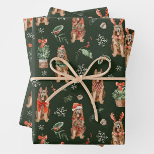 Weihnachtshunde der deutschen Schäferhunde mit Aqu Geschenkpapier Set