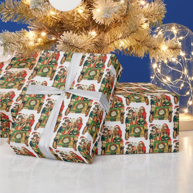 Weihnachtshunde feierlich gefliest geschenkpapier (Feiertage)