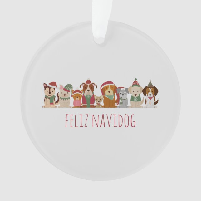 Weihnachtshunde Feliz Navidog Ornament (Vorderseite)