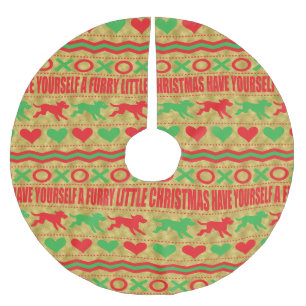 Weihnachtshunde Furries Polyester Weihnachtsbaumdecke
