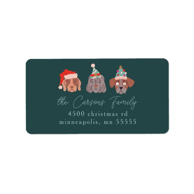 Weihnachtshunde geben Adresse Etikett zurück Adressaufkleber (Vorne)