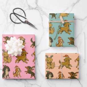 Weihnachtshunde Geschenkpapier Set