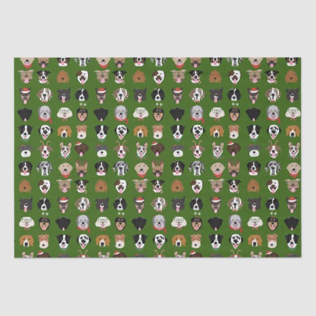 Weihnachtshunde-Gesichtsmuster Seidenpapier (Vorderseite)