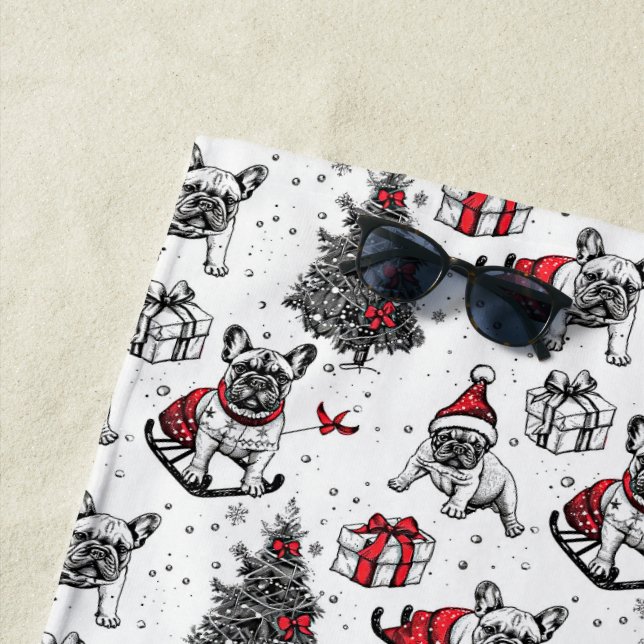 Weihnachtshunde im Kunstbuchstil Strandtuch (Beispiel)