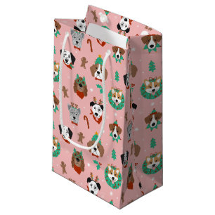 Weihnachtshunde im Weihnachtsaccessoires Muster Kleine Geschenktüte