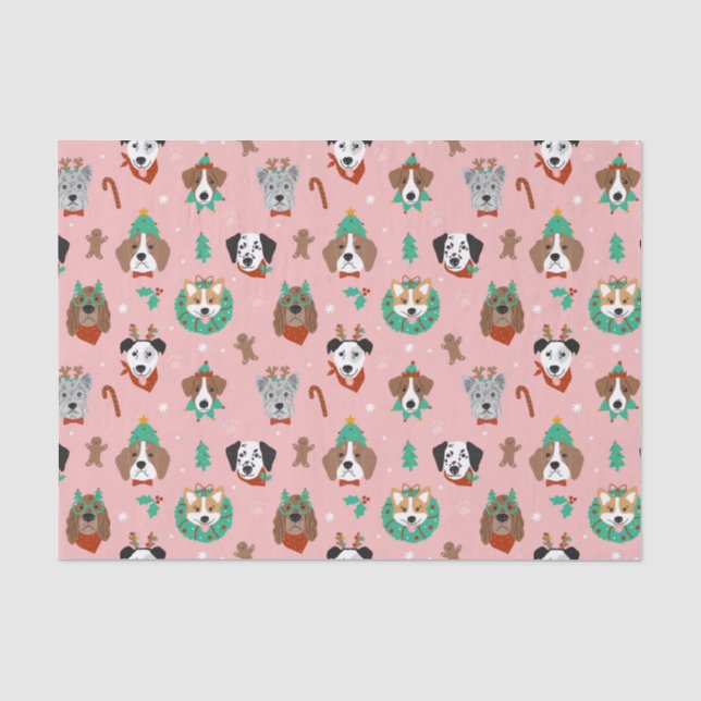Weihnachtshunde im Weihnachtsaccessoires Muster Seidenpapier (Vorderseite)