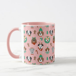 Weihnachtshunde im Weihnachtsaccessoires Muster Tasse