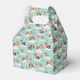 Weihnachtshunde in Cosy Scarves Muster Geschenkschachtel