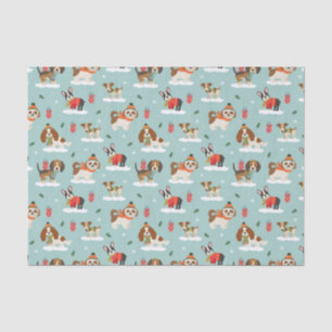 Weihnachtshunde in Cosy Scarves Muster Seidenpapier
