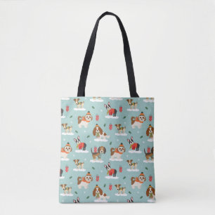 Weihnachtshunde in Cosy Scarves Muster Tasche