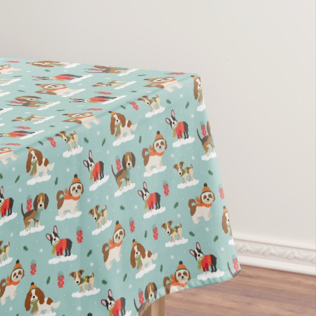 Weihnachtshunde in Cosy Scarves Muster Tischdecke (Beispiel)