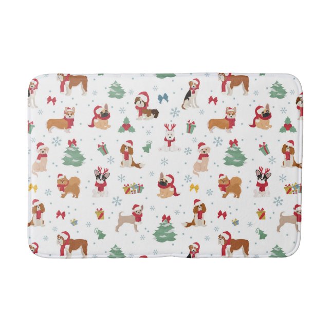 Weihnachtshunde in Weihnachtszubehör Badematte (Vorderseite)
