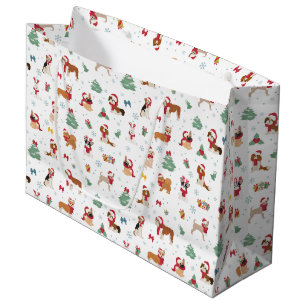 Weihnachtshunde in Weihnachtszubehör Große Geschenktüte