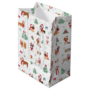 Weihnachtshunde in Weihnachtszubehör Mittlere Geschenktüte