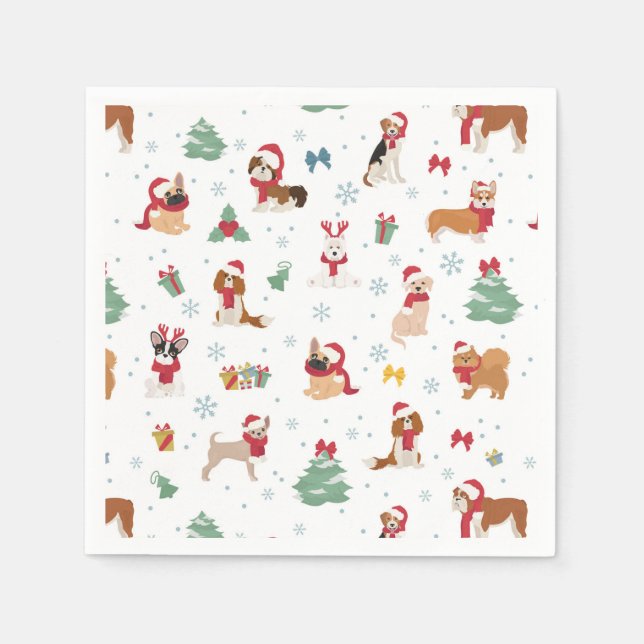 Weihnachtshunde in Weihnachtszubehör Serviette (Vorderseite)