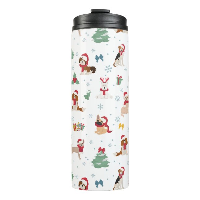 Weihnachtshunde in Weihnachtszubehör Thermosbecher (Vorderseite)