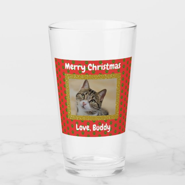 Weihnachtshunde Katze Vater Foto Pet Beer Pint Glas (Vorderseite)