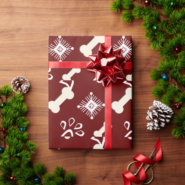 Weihnachtshunde Knochen-Schneeflocke Muster Geschenkpapier (Feiertagsgeschenk)