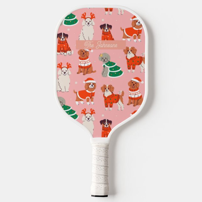 Weihnachtshunde Lover Custom Pickleball Paddel Pickleball Schläger (Rückseite)