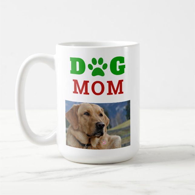 Weihnachtshunde Mama Paw Print Snowflake Foto Kaffeetasse (Links)