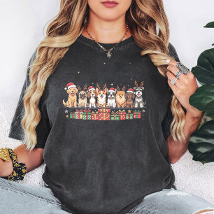 Weihnachtshunde mit Weihnachtsmannmützen und Gesch T-Shirt