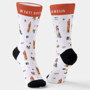 Weihnachtshunde Monogramm Feier Socken