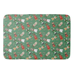 Weihnachtshunde Muster Red Green Badematte