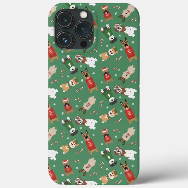 Weihnachtshunde Muster Red Green Case-Mate iPhone Hülle (Rückseite)