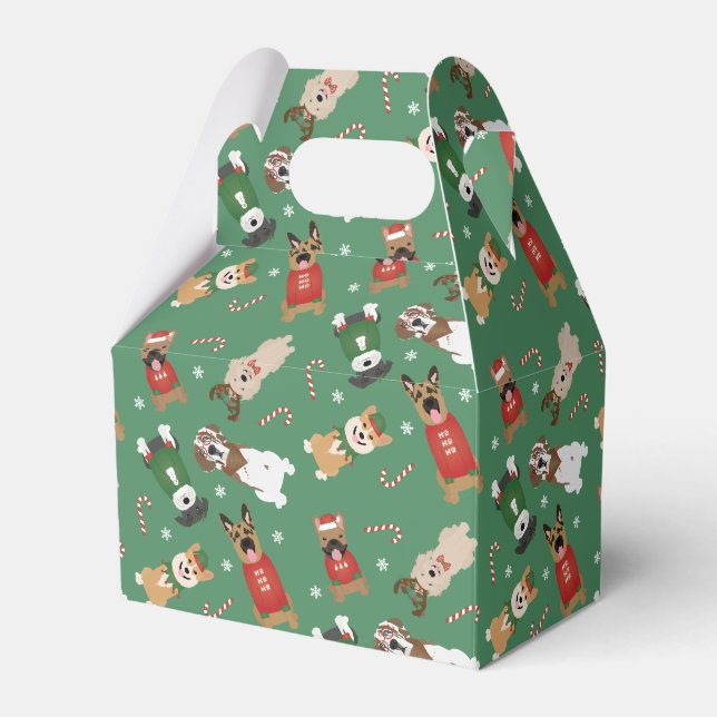 Weihnachtshunde Muster Red Green Geschenkschachtel (Vorderseite)