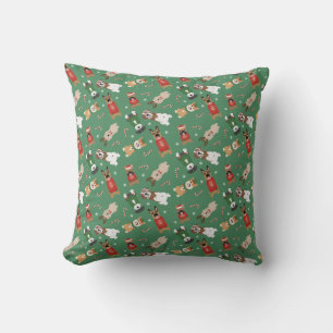 Weihnachtshunde Muster Red Green Kissen