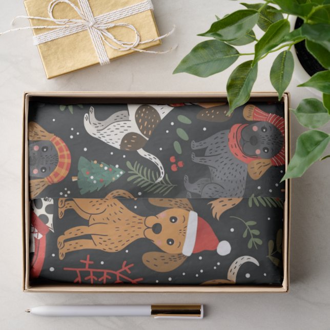 Weihnachtshunde Muster Seidenpapier (Geschenk)