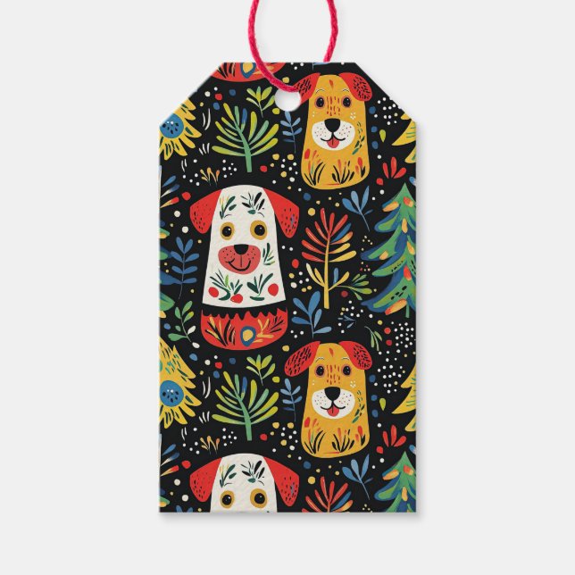 Weihnachtshunde Niedlich Geschenkanhänger (Vorderseite)