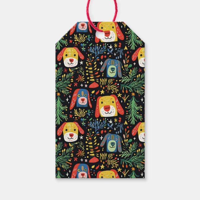 Weihnachtshunde Niedlich Geschenkanhänger (Vorderseite)