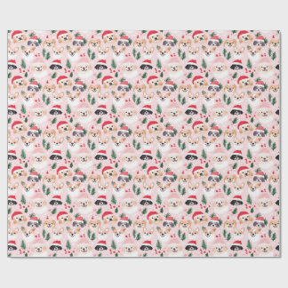 Weihnachtshunde Rosa Geschenkpapier