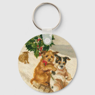 Weihnachtshunde Schlitten Schlüsselanhänger