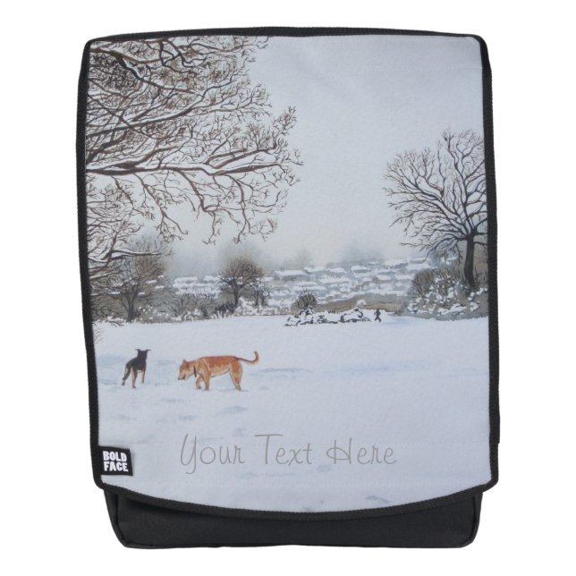 Weihnachtshunde - Schneewelt landschaftlich Rucksack (Vorderseite)