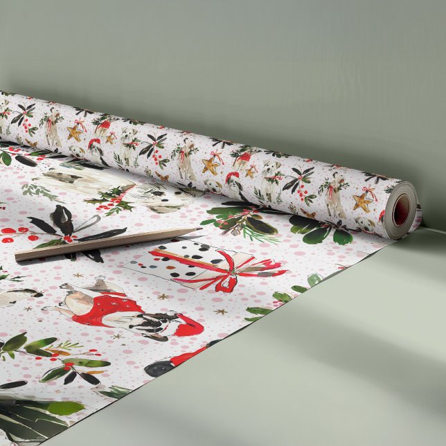 Weihnachtshunde und Grünmuster Geschenkpapier (Von Creator hochgeladen)