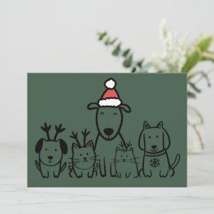 Weihnachtshunde und -katzen Rentiere Feiertag Feiertagskarte