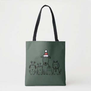 Weihnachtshunde und -katzen Rentiere Feiertag Tasche