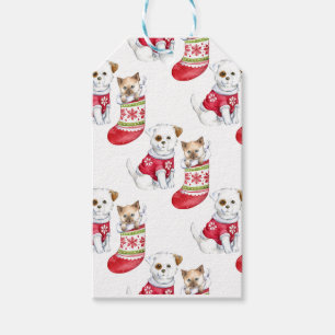 Weihnachtshunde und Katzen-Strümpfe Geschenkanhänger