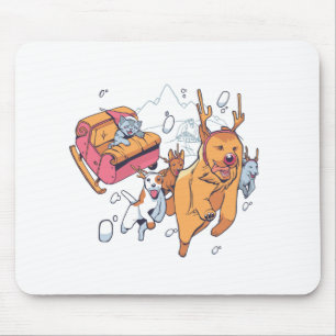 Weihnachtshunde und KatzenSchlitten Mousepad
