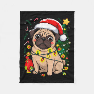Weihnachtshunde Weihnachtsfeier Mops Welpe Weihnac Fleecedecke