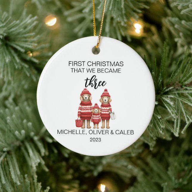 Weihnachtshundefamilie von drei keramik ornament (Baum)