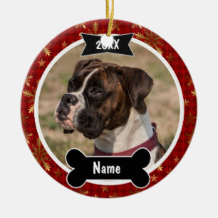 WeihnachtshundeFoto-Verzierung im Rot Keramik Ornament