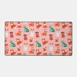Weihnachtshundemuster Rosa Urlaubsschreibmatte Schreibtischunterlage