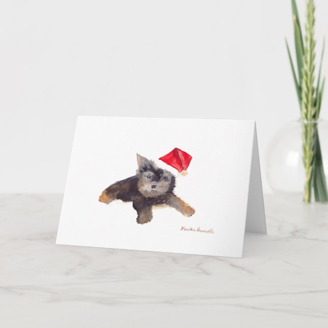 Weihnachtshundportrait Feiertagskarte (Vorderseite)