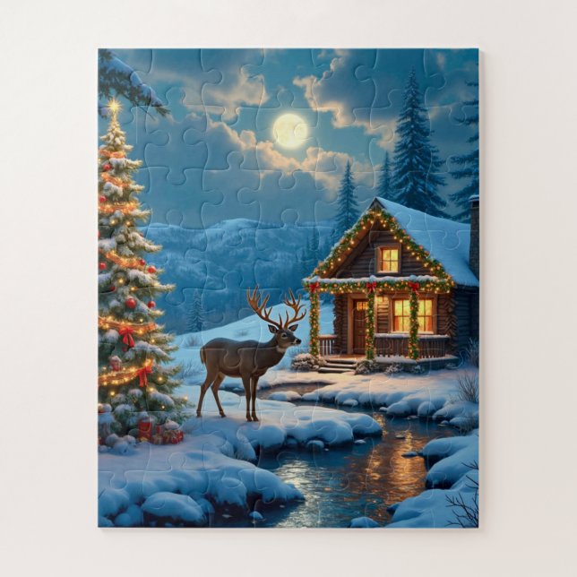 Weihnachtshütte Schnee Puzzle (Vertikal)